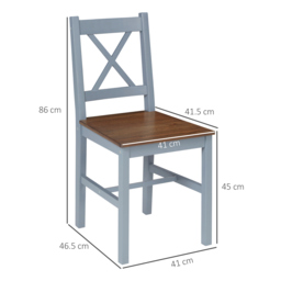 HOMCOM Dining Chairs Set of 2, Pine Wood Kitchen Chairs with Cross Back, Solid Structure for Living Room and Dining Room, Grey - thumbnail 3