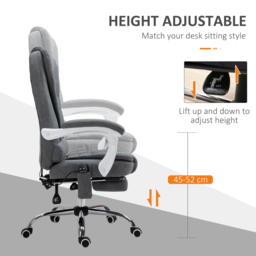 Vinsetto Massage Office Chair Heated 6 Points Vibration, Adjustable Swivel Ergonomic High Back Desk Chair w/ Footrest, Cat Scratch Anti, Grey - Aosom UK - thumbnail 7