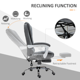 Vinsetto Massage Office Chair Heated 6 Points Vibration, Adjustable Swivel Ergonomic High Back Desk Chair w/ Footrest, Cat Scratch Anti, Grey - Aosom UK - thumbnail 6