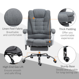 Vinsetto Massage Office Chair Heated 6 Points Vibration, Adjustable Swivel Ergonomic High Back Desk Chair w/ Footrest, Cat Scratch Anti, Grey - Aosom UK - thumbnail 4