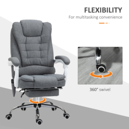 Vinsetto Massage Office Chair Heated 6 Points Vibration, Adjustable Swivel Ergonomic High Back Desk Chair w/ Footrest, Cat Scratch Anti, Grey - Aosom UK - thumbnail 8