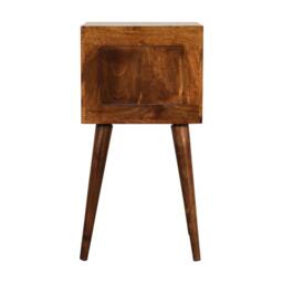 Solid Mango Wood Mini Bedside Cabinet with 2 Smooth-Gliding Drawers, Handcrafted Desk with Nordic Slim Legs, 30L x 30W x 57H cm, Brown - Aosom UK - thumbnail 7