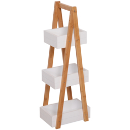 HOMCOM Freestanding 3 Tier A Frame Shower Caddy, Bathroom Storage Rack Shelf Organiser, Water-Resistant, White - Aosom UK - thumbnail 8