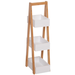 HOMCOM Freestanding 3 Tier A Frame Shower Caddy, Bathroom Storage Rack Shelf Organiser, Water-Resistant, White - Aosom UK - thumbnail 4