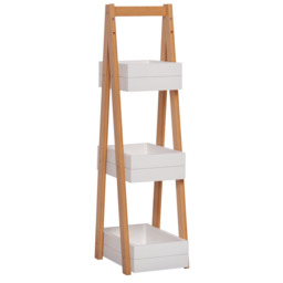 HOMCOM Freestanding 3 Tier A Frame Shower Caddy, Bathroom Storage Rack Shelf Organiser, Water-Resistant, White - Aosom UK