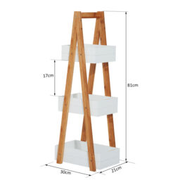 HOMCOM Freestanding 3 Tier A Frame Shower Caddy, Bathroom Storage Rack Shelf Organiser, Water-Resistant, White - Aosom UK - thumbnail 3