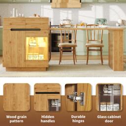 Versatile Kitchen Island with Extendable Table and 2 Drawers, Stylish Storage Cabinet for Dining Areas, 122-195L x 70W x 93.5H cm, Wood - Aosom UK - thumbnail 4