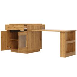 Versatile Kitchen Island with Extendable Table and 2 Drawers, Stylish Storage Cabinet for Dining Areas, 122-195L x 70W x 93.5H cm, Wood - Aosom UK - thumbnail 2