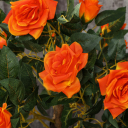 Outsunny Set of 2 Artificial Plants White Rose Floral in Pot, Fake Plants for Home Indoor Outdoor Decor, 90cm, Orange - thumbnail 7