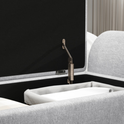 HOMCOM Storage Ottoman with Armrest, Upholstered Linen Storage Bench, Window Seat with Rubberwood Legs, Footstool for Bedroom Living Room, Hallway, Light Grey - thumbnail 7