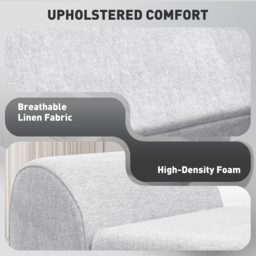 HOMCOM Storage Ottoman with Armrest, Upholstered Linen Storage Bench, Window Seat with Rubberwood Legs, Footstool for Bedroom Living Room, Hallway, Light Grey - thumbnail 6