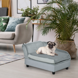 PawHut Pet Chair with Storage for Small Dogs, Cat Sofa with Soft Cushion, Light Blue, 76 x 45 x 41.5 cm - Aosom UK - thumbnail 2