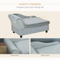 PawHut Pet Chair with Storage for Small Dogs, Cat Sofa with Soft Cushion, Light Blue, 76 x 45 x 41.5 cm - Aosom UK - thumbnail 6