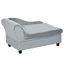 PawHut Pet Chair with Storage for Small Dogs, Cat Sofa with Soft Cushion, Light Blue, 76 x 45 x 41.5 cm - Aosom UK