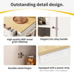 Movable Kitchen Island with Power Strip, Foldable Dining Table with Adjustable Shelves, Center Island with Lockable Castors, 151.5L x 85W x 92H cm, White - Aosom UK - thumbnail 5