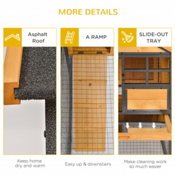 PawHut Wood-metal Rabbit Hutch Elevated Pet Bunny House Rabbit Cage with Slide-Out Tray Outdoor - thumbnail 7