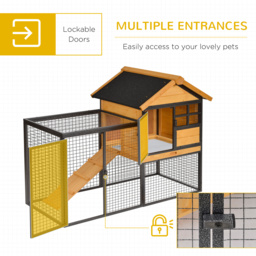 PawHut Wood-metal Rabbit Hutch Elevated Pet Bunny House Rabbit Cage with Slide-Out Tray Outdoor - thumbnail 5