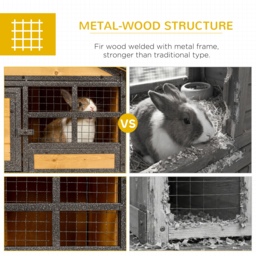 PawHut Wood-metal Rabbit Hutch Elevated Pet Bunny House Rabbit Cage with Slide-Out Tray Outdoor - thumbnail 6