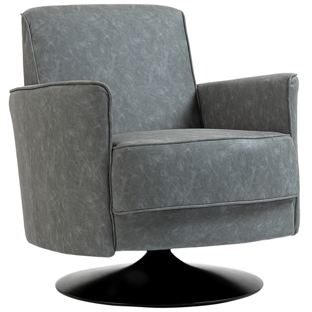 HOMCOM Upholstered Swivel Accent Chair with Thick Padding, Grey - image 1