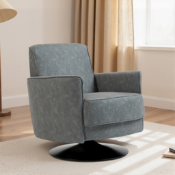HOMCOM Upholstered Swivel Accent Chair with Thick Padding, Grey - thumbnail 9
