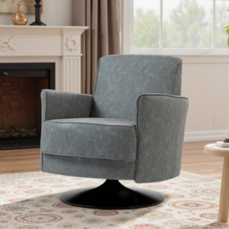 HOMCOM Upholstered Swivel Accent Chair with Thick Padding, Grey - thumbnail 8
