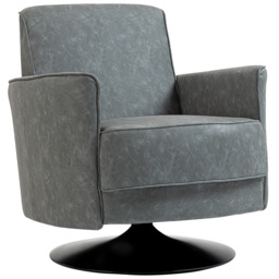 HOMCOM Upholstered Swivel Accent Chair with Thick Padding, Grey - thumbnail 1