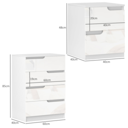 HOMCOM Chest of Drawers and Bedside Table, Modern, High Gloss - thumbnail 3