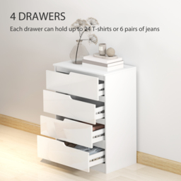 HOMCOM Chest of Drawers and Bedside Table, Modern, High Gloss - thumbnail 4