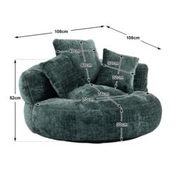 Lazy Sofa Bean Bag Chair with 3 Pillows, Memory Foam Filling, High Back, Ideal for Indoor and Outdoor Use, 108L x 108W x 52H cm, Green - Aosom UK - thumbnail 3