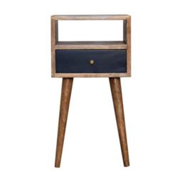 Wood Mini Bedside Table with Drawer and Open Shelf, Bedside Chest with Artisanal Finish for Bedroom, 30L x 30W x 57H cm, Brown - Aosom UK - thumbnail 2