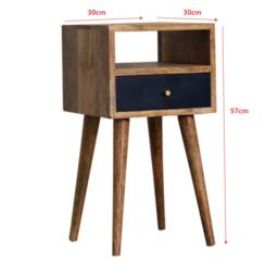Wood Mini Bedside Table with Drawer and Open Shelf, Bedside Chest with Artisanal Finish for Bedroom, 30L x 30W x 57H cm, Brown - Aosom UK - thumbnail 3