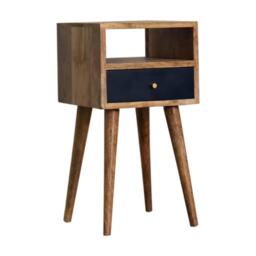 Wood Mini Bedside Table with Drawer and Open Shelf, Bedside Chest with Artisanal Finish for Bedroom, 30L x 30W x 57H cm, Brown - Aosom UK - thumbnail 8
