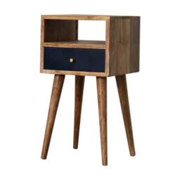 Wood Mini Bedside Table with Drawer and Open Shelf, Bedside Chest with Artisanal Finish for Bedroom, 30L x 30W x 57H cm, Brown - Aosom UK - thumbnail 7