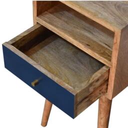 Wood Mini Bedside Table with Drawer and Open Shelf, Bedside Chest with Artisanal Finish for Bedroom, 30L x 30W x 57H cm, Brown - Aosom UK - thumbnail 5