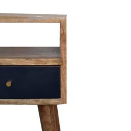 Wood Mini Bedside Table with Drawer and Open Shelf, Bedside Chest with Artisanal Finish for Bedroom, 30L x 30W x 57H cm, Brown - Aosom UK - thumbnail 4