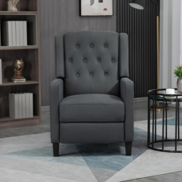 HOMCOM Wingback Recliner Chair for Home Theater, Button Tufted Microfibre Cloth Reclining Armchair with Leg Rest, Anti-Cat-Scratch, Deep Grey - thumbnail 8