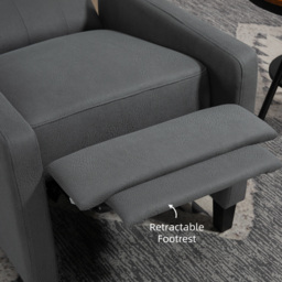 HOMCOM Wingback Recliner Chair for Home Theater, Button Tufted Microfibre Cloth Reclining Armchair with Leg Rest, Anti-Cat-Scratch, Deep Grey - thumbnail 7