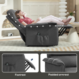 HOMCOM Electric Power Lift Recliner Chair with Spring Pack Seat, Fabric Recliner Armchair for Elderly with Footrest, Pockets - Aosom UK - thumbnail 8