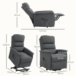 HOMCOM Electric Power Lift Recliner Chair with Spring Pack Seat, Fabric Recliner Armchair for Elderly with Footrest, Pockets - Aosom UK - thumbnail 3