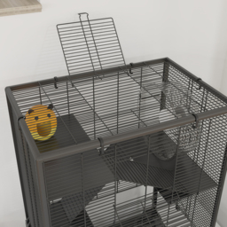 PawHut 4 Tiers Hamster Cage with Deep Tempered Glass Bottom, Hut, Running Wheel, Food Dish, Water Bottle, 60 x 40 x 80cm - Aosom UK - thumbnail 8