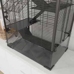 PawHut 4 Tiers Hamster Cage with Deep Tempered Glass Bottom, Hut, Running Wheel, Food Dish, Water Bottle, 60 x 40 x 80cm - Aosom UK - thumbnail 9