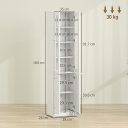 HOMCOM Tall Bathroom Storage Cabinet, 6-Tier Slim Bathroom Cabinet with Adjustable Shelf, 4 Soft-Close Doors, White - thumbnail 3