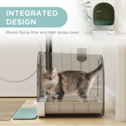 PawHut Hooded Cat Litter Box, Enclosed Kitten Litter Tray with Scoop, Filter & Flap Door, 43x44x47 cm, Green - Aosom UK - thumbnail 7
