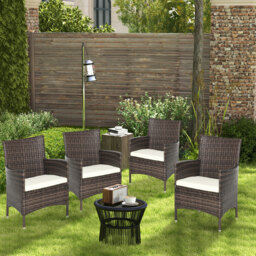 Outsunny 4 PC Rattan Chair Set, Patio Sofa Chairs Set, Cushioned Outdoor Rattan Furniture - thumbnail 2