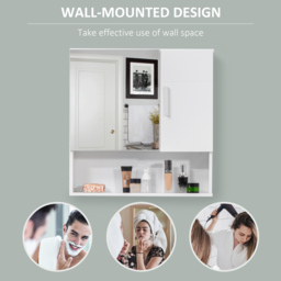 kleankin Wall-Mounted Bathroom Sanctuary: Double-Door Cabinet with Adjustable Shelving, Crisp White Finish - Aosom UK - thumbnail 5