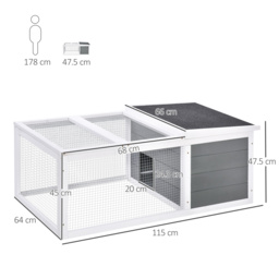 PawHut Wooden Guinea Pigs Hutches Small Guinea Pigs Hutches Pet Run Cover, with UV-resistant Asphalt roof & Water-repellent Paint - Aosom UK - thumbnail 3
