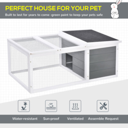 PawHut Wooden Guinea Pigs Hutches Small Guinea Pigs Hutches Pet Run Cover, with UV-resistant Asphalt roof & Water-repellent Paint - Aosom UK - thumbnail 4
