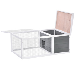 PawHut Wooden Guinea Pigs Hutches Small Guinea Pigs Hutches Pet Run Cover, with UV-resistant Asphalt roof & Water-repellent Paint - Aosom UK - thumbnail 2