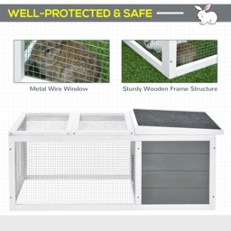 PawHut Wooden Guinea Pigs Hutches Small Guinea Pigs Hutches Pet Run Cover, with UV-resistant Asphalt roof & Water-repellent Paint - Aosom UK - thumbnail 5