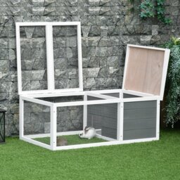 PawHut Wooden Guinea Pigs Hutches Small Guinea Pigs Hutches Pet Run Cover, with UV-resistant Asphalt roof & Water-repellent Paint - Aosom UK - thumbnail 7
